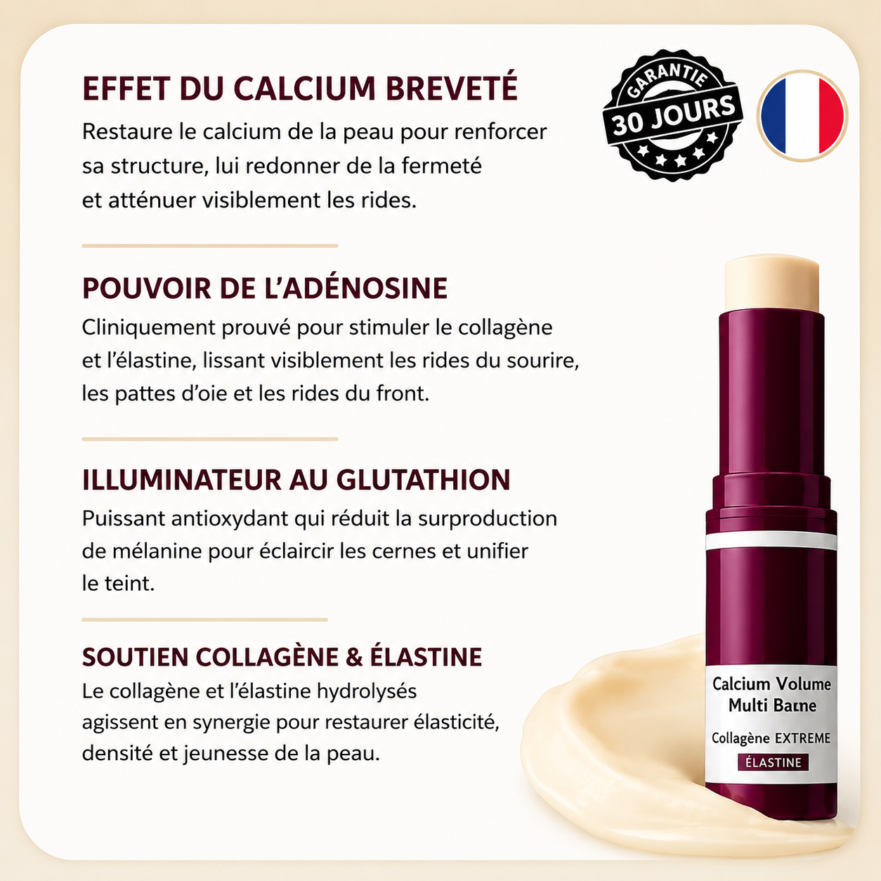 Stick anti-âge au calcium